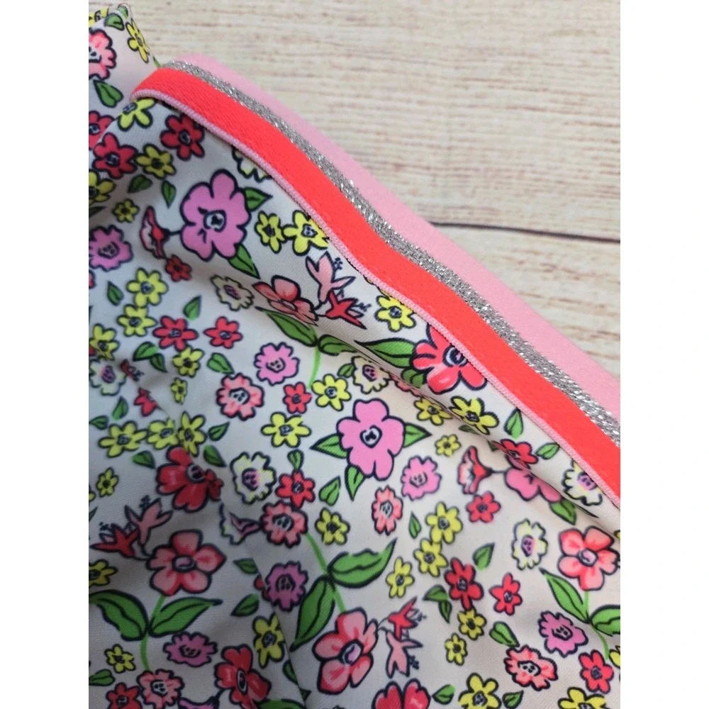 Nicole Miller New York Girl's Floral  Print RashGuard Swim Top Size 6X Pink